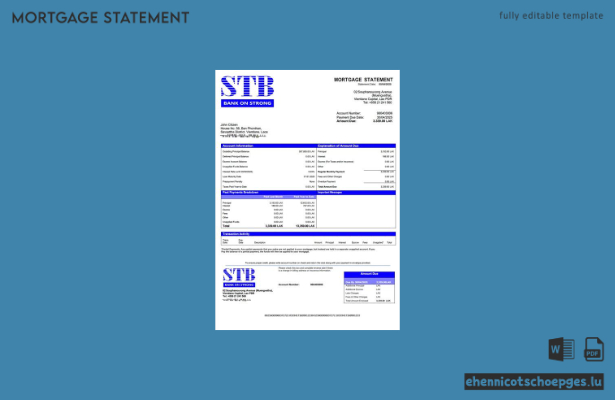 Laos ST Bank Hypothekenabrechnung Word- und PDF-Beispielvorschau